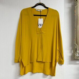 Zara Mustard Yellow Tunic Blouse size XS